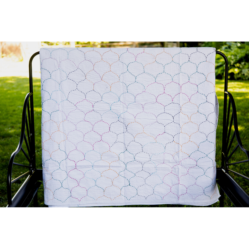 Multicolor Amimon Organic Cotton Hand Stitched Kantha Quilt