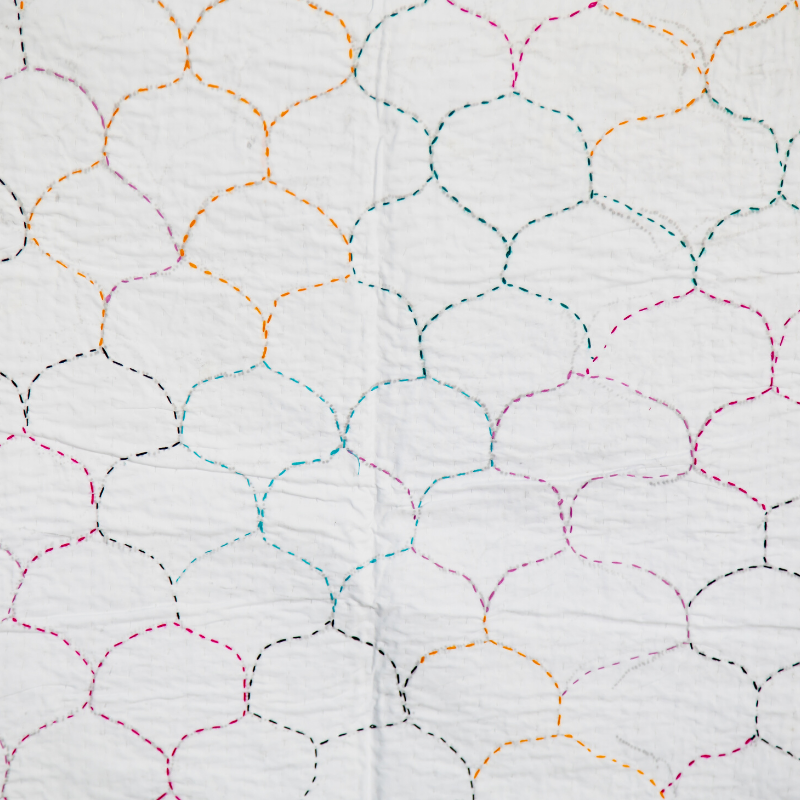 Multicolor Amimon Organic Cotton Hand Stitched Kantha Quilt