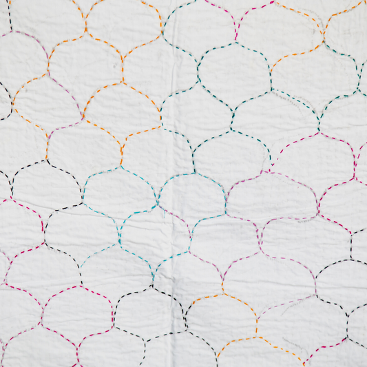 Multicolor Amimon Organic Cotton  Hand Stitched Kantha  Quilt