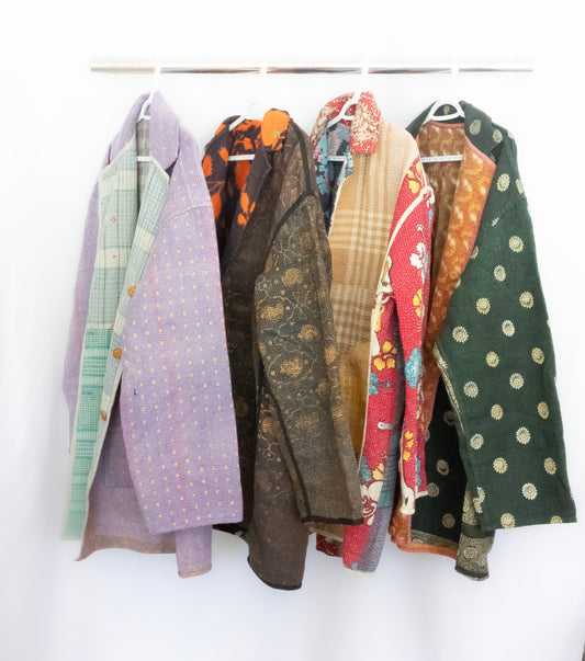 One-Of -A -Kind Reversible Hand Quilted COAT style Jacket-L- XL- SAMPLE SALE