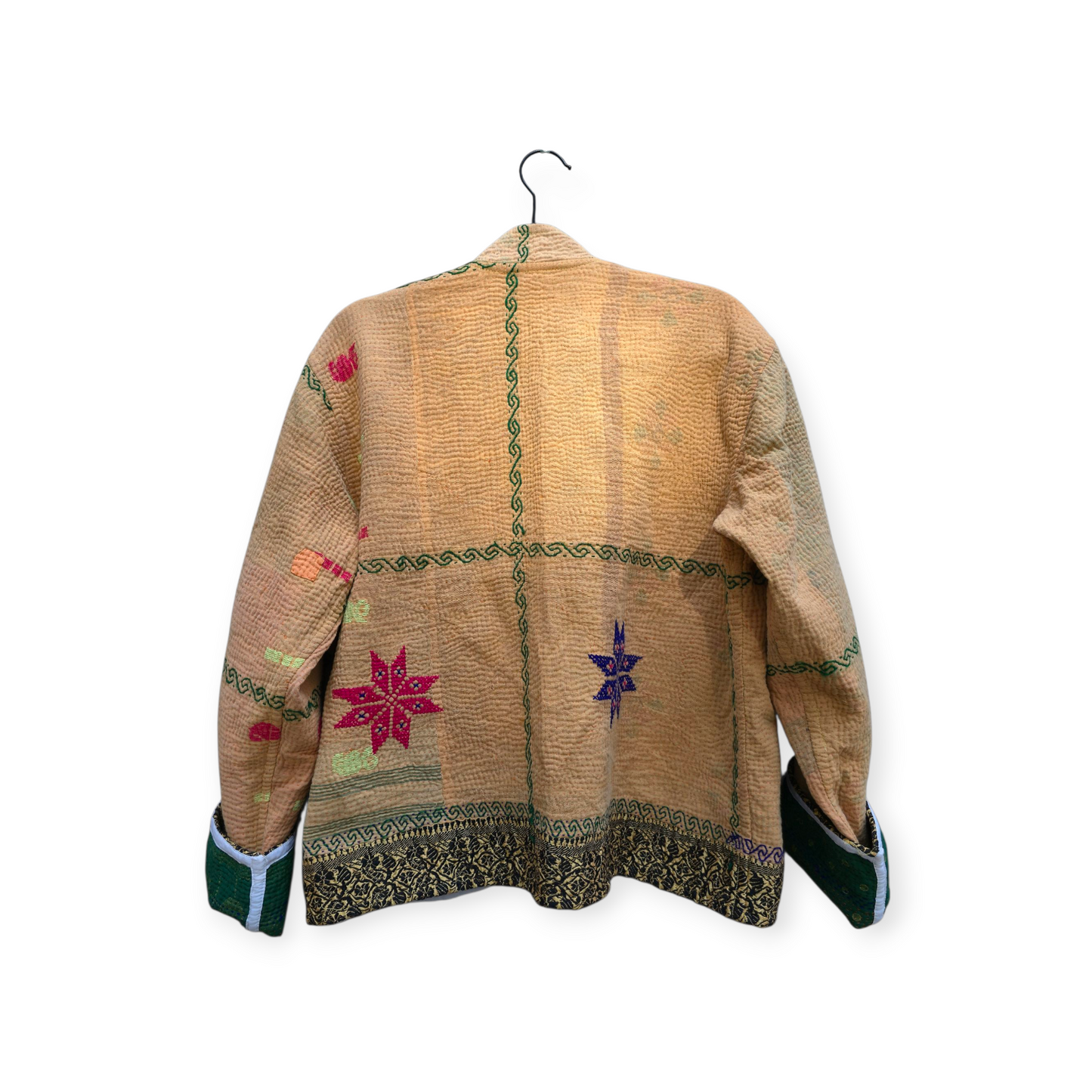 One-Of -A -Kind Reversible Hand Quilted Jacket- Short Stand Collar Style