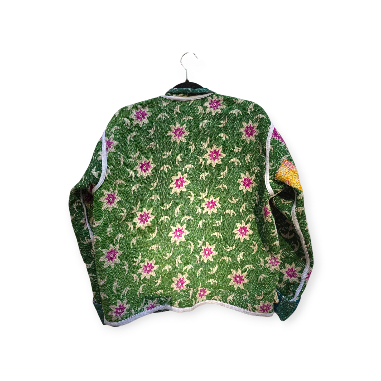 One-Of -A -Kind Reversible Hand Quilted Jacket- Short Stand Collar Style