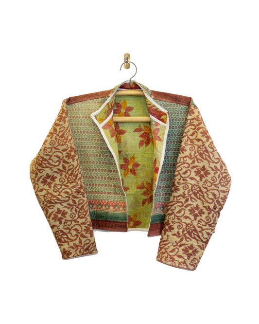 One-Of -A -Kind Reversible Cropped Quilted Patchwork Jacket