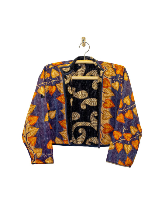 One-Of -A -Kind Reversible Cropped Quilted Patchwork Jacket