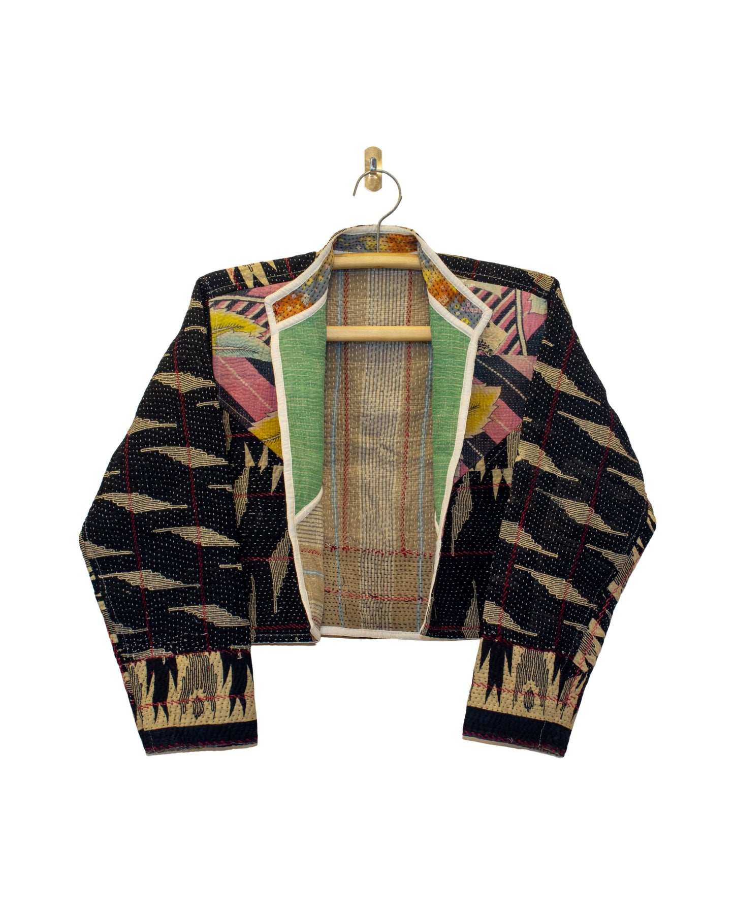 One-Of -A -Kind Reversible Cropped Quilted Patchwork Jacket