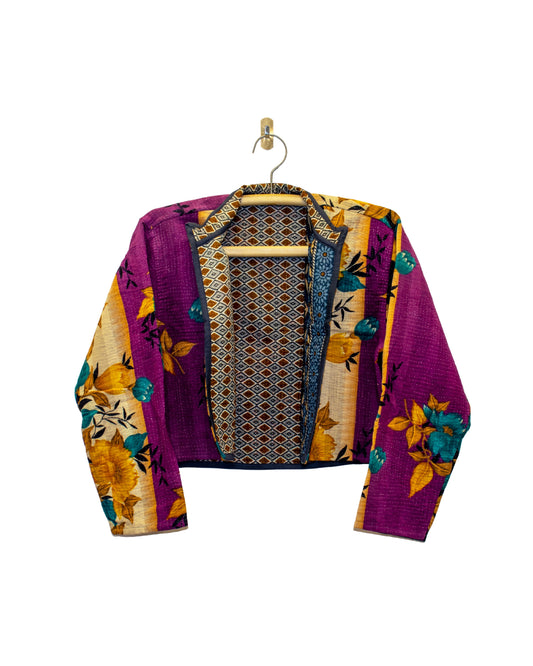 One-Of -A -Kind Reversible Cropped Quilted Patchwork Jacket