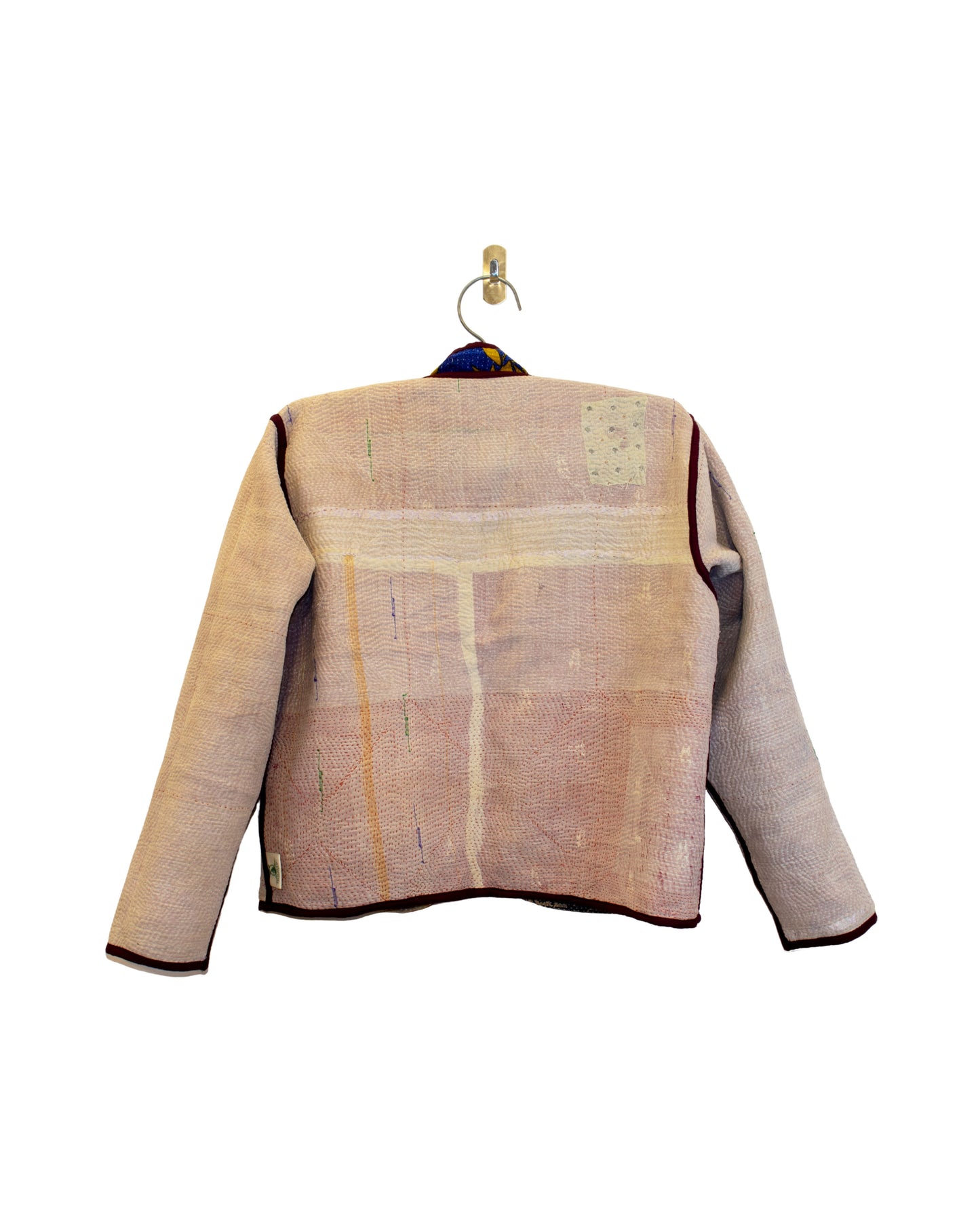 One-Of -A -Kind Reversible Hand Quilted Jacket- Short Stand Collar Style