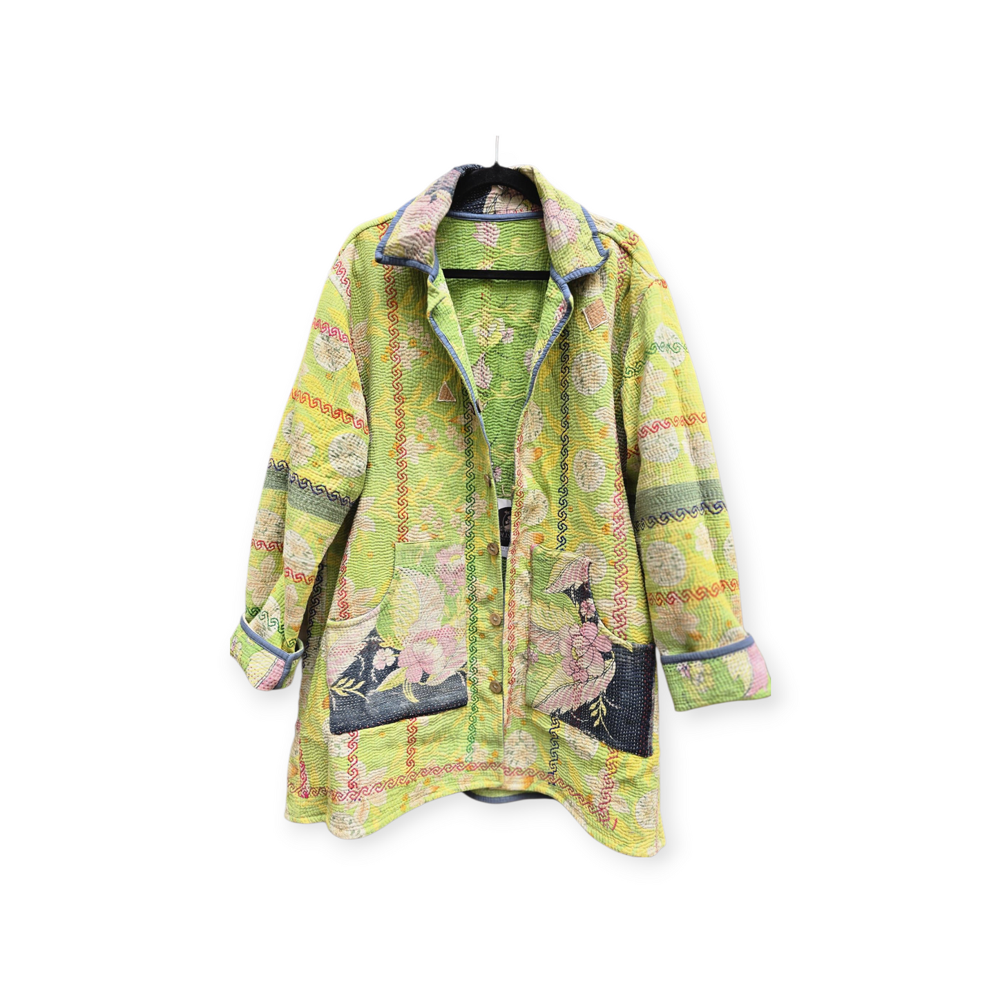 One-Of -A -Kind Reversible Hand Quilted COAT style Jacket-XL