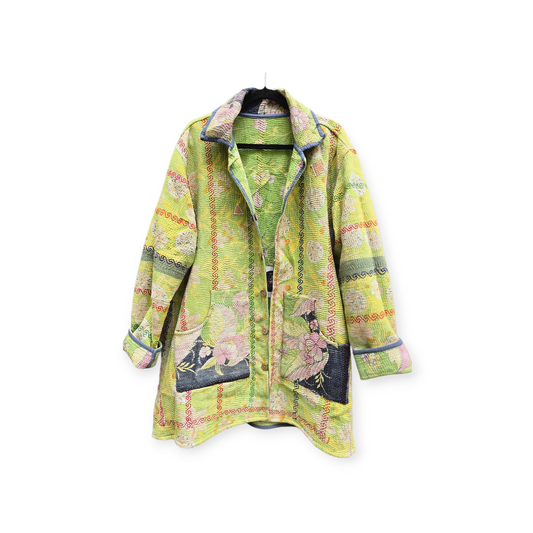 One-Of -A -Kind Reversible Hand Quilted COAT style Jacket-XL
