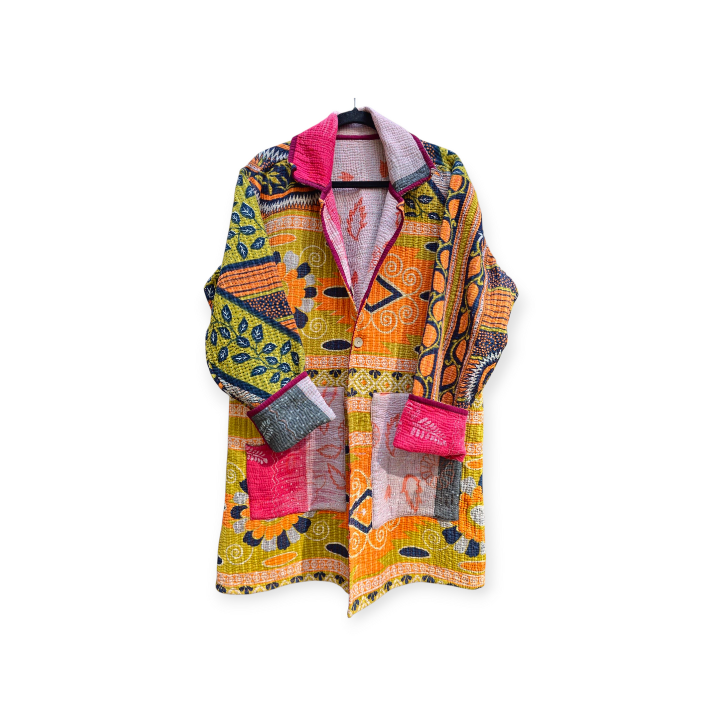 One-Of -A -Kind Reversible Hand Quilted COAT style Jacket-XL