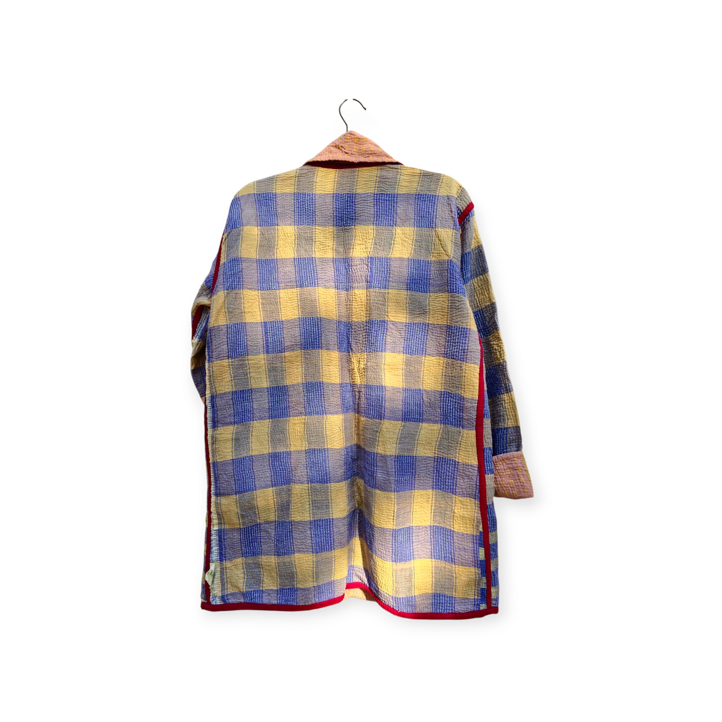 One-Of -A -Kind Reversible Hand Quilted COAT style Jacket- Medium Large