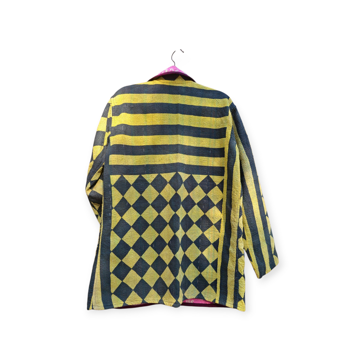 One-Of -A -Kind Reversible Hand Quilted COAT style Jacket- Medium Large