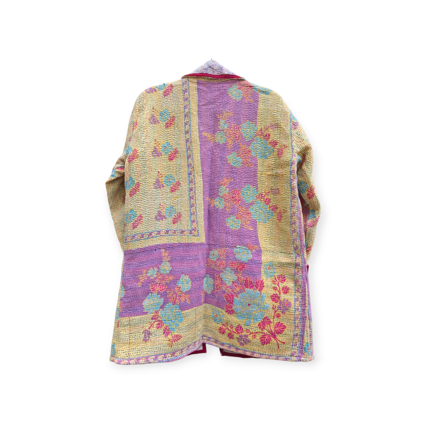 One-Of -A -Kind Reversible Hand Quilted COAT style Jacket- Medium Large