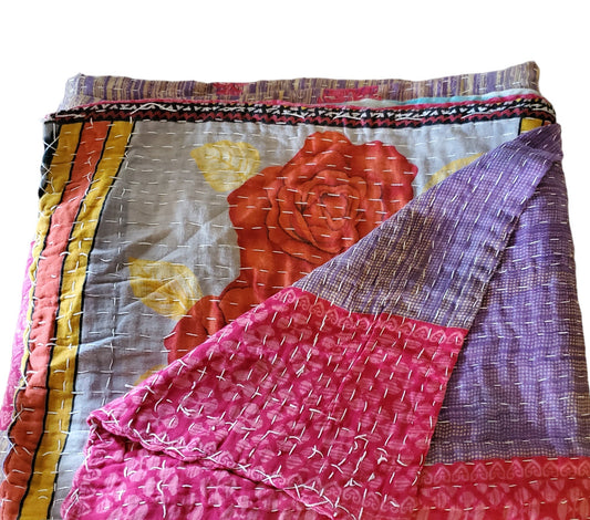 One-Of -A-Kind Cotton Hand Quilted Throw Blanket