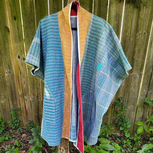 One-Of -A -Kind Reversible Poncho Quilted Jacket