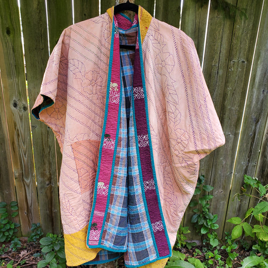 One-Of -A -Kind Reversible Poncho Quilted Jacket