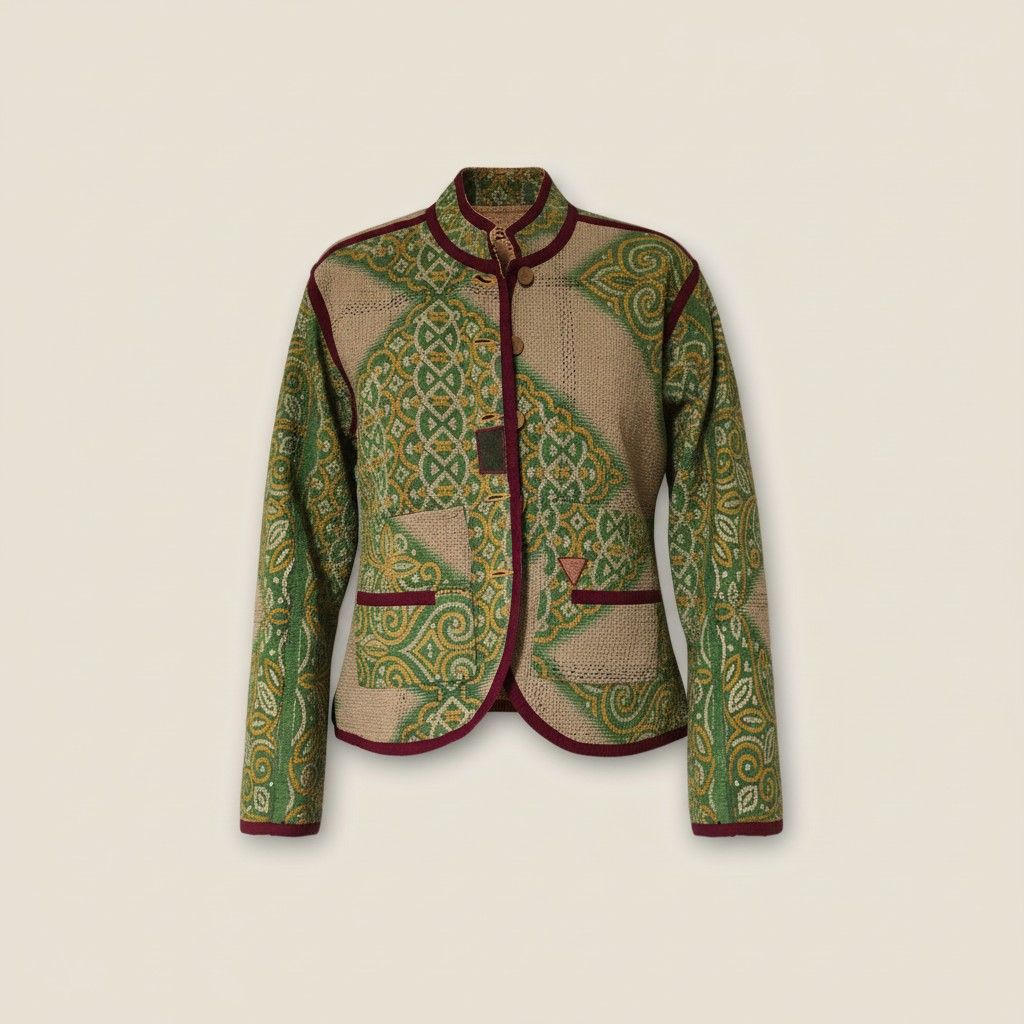 One-Of -A -Kind Reversible Blazer Style Hand Stitched Jacket