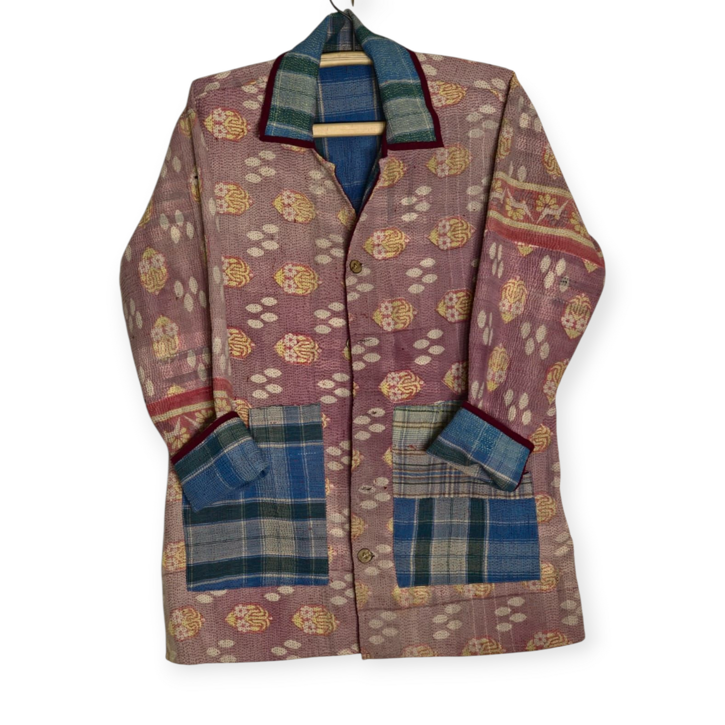 One-Of -A -Kind Reversible Hand Quilted COAT style Jacket-XL