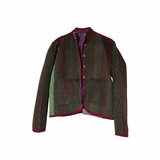 One-Of -A -Kind Reversible Blazer Style Hand Stitched Jacket
