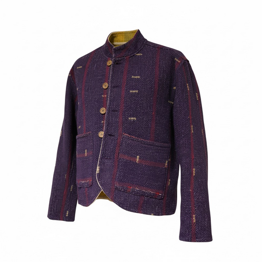 One-Of -A -Kind Reversible Blazer Style Hand Stitched Jacket