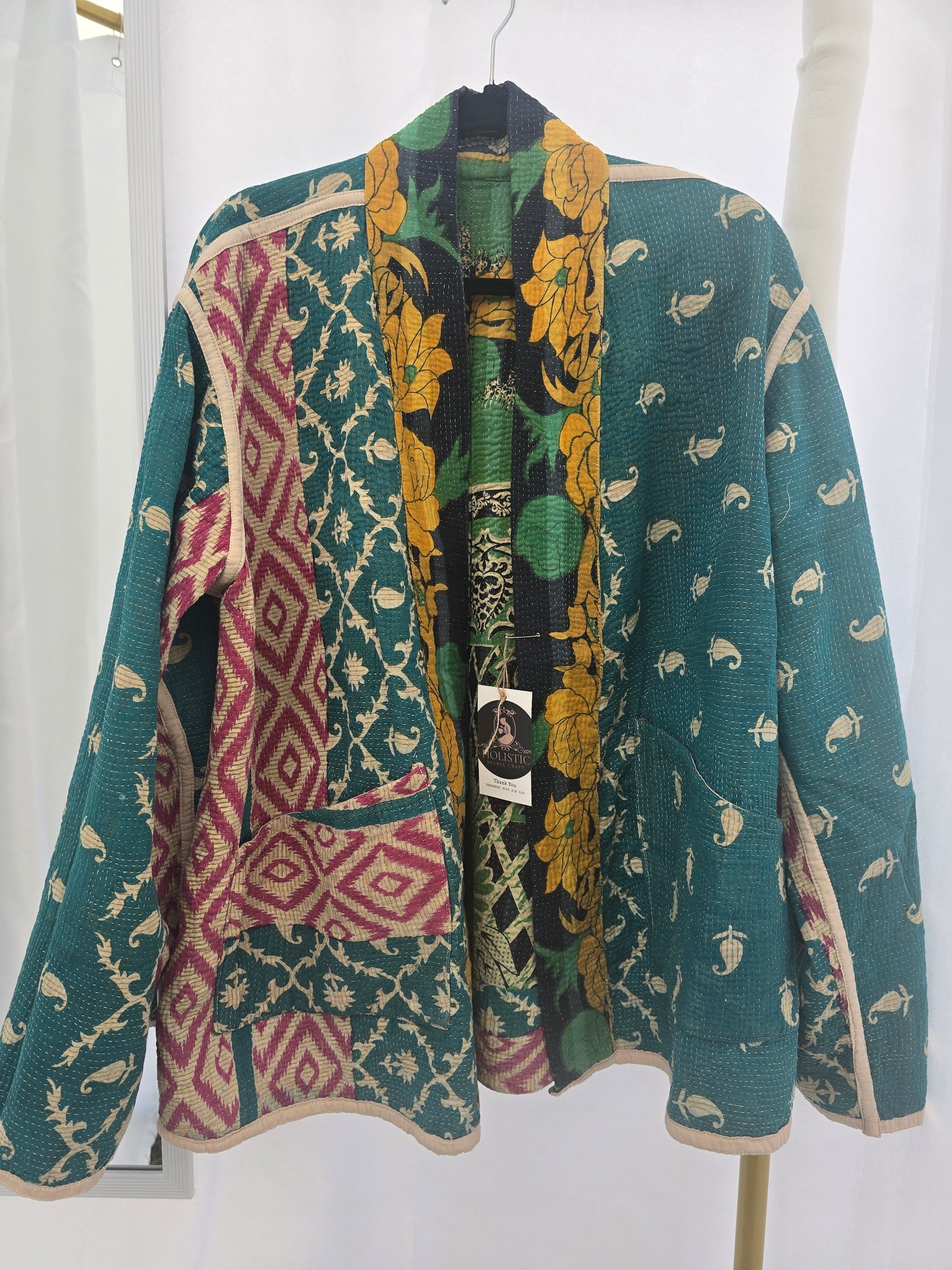 One-Of -A -Kind Reversible  Hand Quilted Patchwork Jacket- COAT Sample