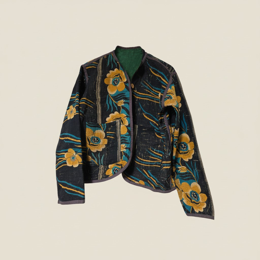 One-Of -A -Kind Reversible Blazer Style Hand Stitched Jacket