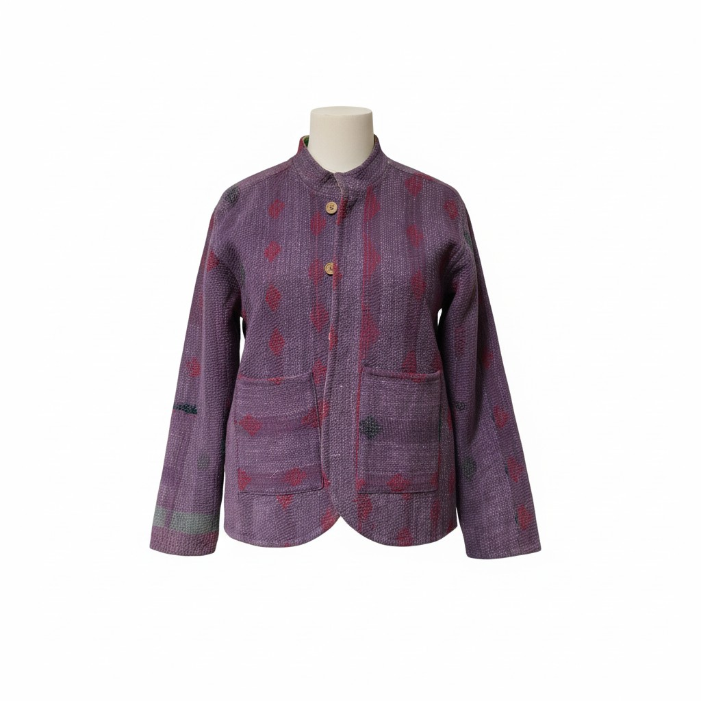 One-Of -A -Kind Reversible Blazer Style Hand Stitched Jacket 026