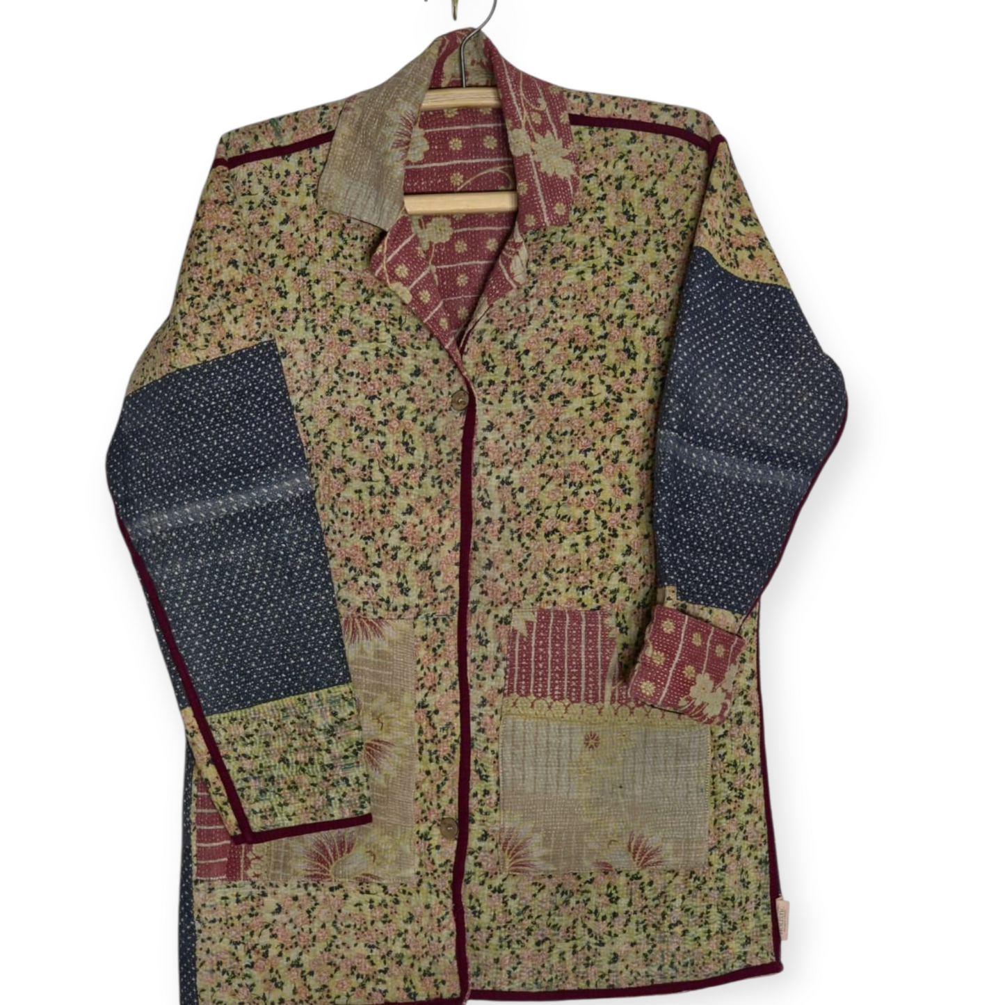 One-Of -A -Kind Reversible Hand Quilted COAT style Jacket-XL