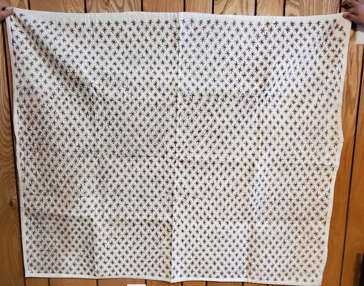 Hitomezashi Star Hand Embroidered Tapestry