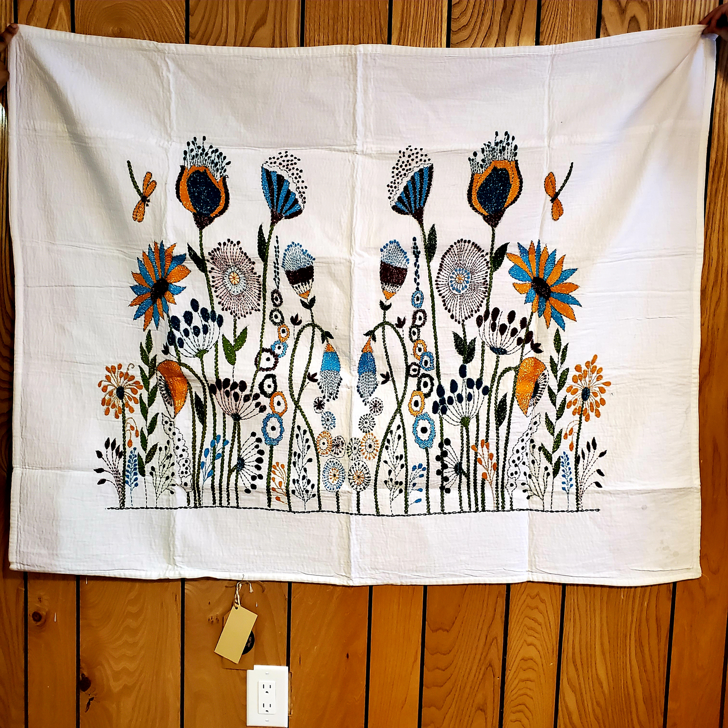 Wild Flower Hand Embroidered Tapestry