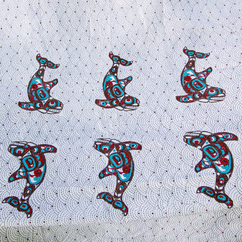 Hand Embroidered Kantha Quilt Indigenous Salmon