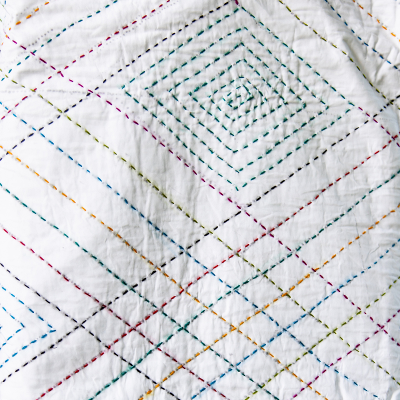 Multicolor Barfi Organic Cotton Hand Stitched Quilt